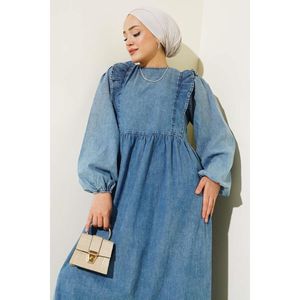 เดรสยีนส์แขนบอลลูนแต่งระบายด้านหน้า - Product Image 4