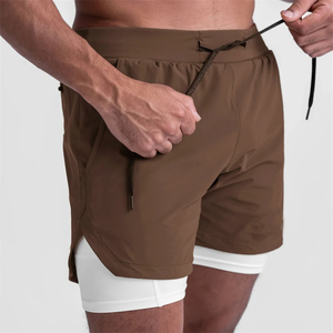 Pantalones cortos deportivos para hombre, ligeros, de secado rápido, transpirables, para entrenamiento, correr, con cintura elástica, atléticos, cómodos para uso diario. - Product Image 1