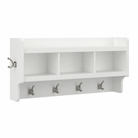 Porte-manteau mural pliable moderne en aluminium noir avec 3 compartiments de rangement et 6 crochets – Organisateur robuste pour cuisine et salle de bain