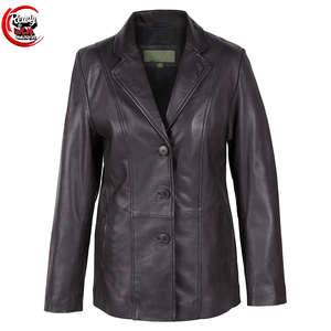 Blazer de cuero de lujo para mujer Best Stuff hecho a medida Venta caliente Nuevo diseño Tarifa al por mayor con decoración de botones de tejido de punto - Product Image 6