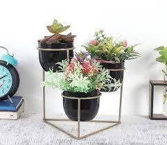 Pot de fleur en métal enduit de poudre et support de jardinière pour décor d'entrée ou de salle à manger de salon - Product Image 2