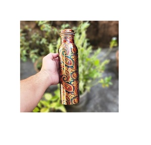 Botella de Agua Ecológica 100% de Cobre Puro, Antimicrobiana, Recipiente de Cobre Ayurvédico Tradicional Indio para una Vida Saludable - Product Image 1