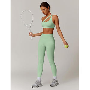 Ensemble de yoga athlétique réversible pour femmes, 2 pièces, léger, extensible, respirant, taille haute, leggings d'entraînement écologiques - Product Image 3