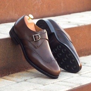 Sistema de correas dobles, correas de monje de cuero, zapatos de vestir, diseño de lujo, punta redonda, uso superior de oficina, zapatos Premium de otoño para hombre con estilo - Product Image 1