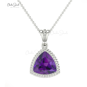 Nouveau produit phare : Pendentif en améthyste africaine sertie à griffes de 0,68 carat, cadeau de mariage chrétien, or massif 14 carats, vente en gros - Product Image 4