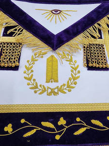 Tablier maçonnique de haute qualité Craft Masters, brodé, rectangulaire, vintage, en cuir - Product Image 3