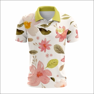 OEM logotipo personalizado impreso Floral Golf Polo Shirt Hombres Poliéster Transpirable Hawaii PoloShirts - Product Image 5