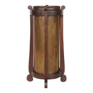 Porte-parapluie classique au design vintage en cuir et métal - Product Image 1