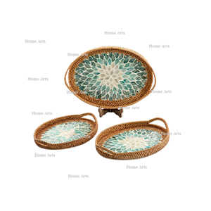 Juego de 3 Bandejas para Servir Alimentos de Diferentes Tamaños, de Ratán y Nácar, para Chocolates y Postres, de Home Arts - Product Image 5