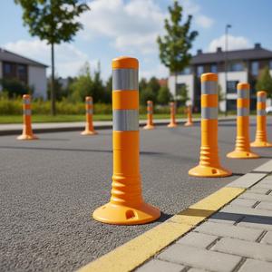 Juego de 10 Postes Delimitadores Flexibles Amarillos de 45 x 8 cm con Cinta Reflectante de PVC para Seguridad Vial y de Tráfico - Product Image 2