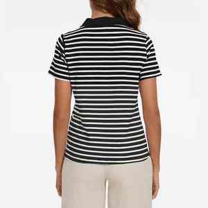 Camisetas de golf de manga corta al por mayor de alta calidad con diseño de rayas personalizadas para hombre - Product Image 1