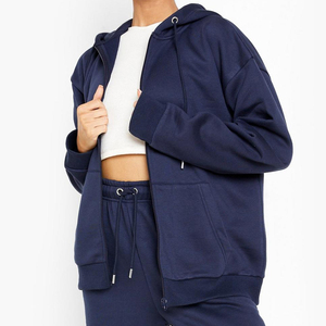 Sudadera con capucha para mujer, de algodón 100%, con cremallera y hombros al descubierto, con logo personalizado, nueva moda - Product Image 4