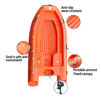 3.5M 4.3M 2-8 personnes PE plastique bateaux de pêche Pack radeau voile sauvetage d'urgence utilisé bateau de pêche indonésien