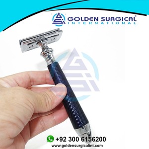 มีดโกนหนวดแบบสองคม Beauty พร้อมหัวโกน 5 ชั้น สำหรับผู้ชาย ชุดโกนหนวดแบบเปียกสไตล์วินเทจ ด้ามจับลายเพชรสีน้ำเงิน - Product Image 4