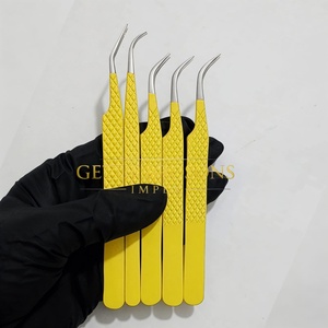 Meilleures pinces à cils GETUP BROSONS IMPEX anti-magnétiques et anti-statiques, longueur 10 mm, isolation/courbe personnalisées, couleur jaune, en acier inoxydable - Product Image 6