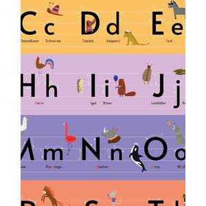 Affiche ABC au design moderne personnalisé avec des motifs d'animaux et aide à la comptabilité 61 x 91,5 cm Art mural - Product Image 5