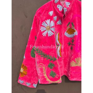 เสื้อแจ็คเก็ตถักนิตติ้งกำมะหยี่แบบขายส่ง พร้อมลายปักดอกไม้ สไตล์โบฮีเมียนฮิปปี้ สำหรับฤดูหนาว แบบยูนิเซ็กส์ - Product Image 2