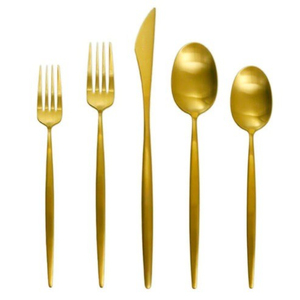Great Quality Designer Luxury <b>Gold</b> Plated Stainless Steel Cutlery <b>Rectangular</b> Flatware Set for Home Kitchen Hotel Restaurant - Product Image 5