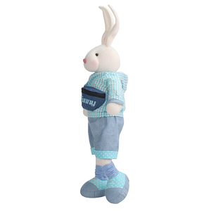 Zaves 42cm Spring Easter Bunny Plush <strong>Toy</strong> - Stuffed Rabbit <strong>Toy</strong> with Blue Outfit Funny Waist Bag Design Easter Festival Decoration - Product Image 2