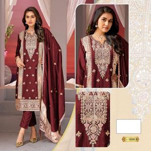 Nuevo traje Heavy Premium chin-non Silk con bordado y dupatta DE TRABAJO jarkan - Product Image 4