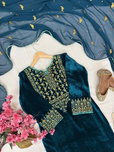 Salwar Kameez de Viscosa de Lujo para Mujer, con Bordado Elegante, Dupatta de Georgette de Secado Rápido, Estilo Bollywood, para Todas las Temporadas, Bodas y Fiestas - Product Image 6