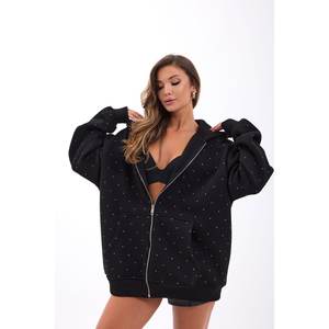 Sweat-shirt 6751 - Noir, tissu tricoté surdimensionné, respirant, coupe confortable - Product Image 5