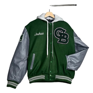 Logotipo personalizado de lana de chenilla bordado béisbol Letterman Collage chaquetas de béisbol hombres bombardero en blanco manga de cuero Varsity chaqueta - Product Image 1