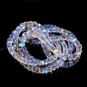 High Grade Blue Flashy Fire <b>Rainbow</b> Beads Faceted Rondelle Loose Beads Natural Moonstones Beads Loose Gemstone Making Jewelry - Product Image 4