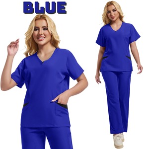 Uniformes de gommage en coton à ouverture zippée pour femmes vêtements de travail d'infirmière avec col haut Spa vétérinaire salopette de médecin vêtements de travail - Product Image 1