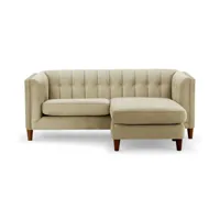 Canapé d'angle sectionnel 3 places extensible en tissu avec pieds en bois Ensemble de meubles de salon pour la maison ou l'appartement