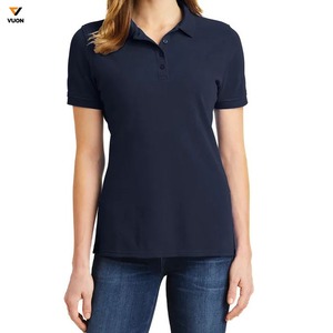 เสื้อโปโลผ้าคอตตอนผ้าโพลีเอสเตอร์สำหรับผู้หญิงเสื้อโปโลผ้าคอตตอนผ้าโพลีเอสเตอร์ออกแบบได้ตามต้องการ - Product Image 3