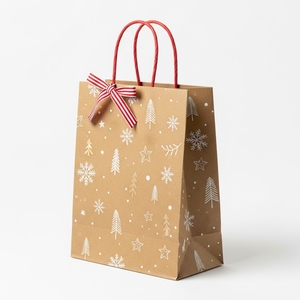 Bolsa de regalo ecológica de papel revestido para embalaje de regalo de vacaciones de Navidad con asa Laminación de logotipo personalizado - Product Image 1