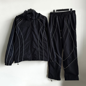 Custom Nylon <b>Track</b> Suits Windbreaker Nylon Tracksuits with Reflective Strips <b>Vintage</b> Wind Break Jacket and Baggy <b>Pant</b> Sets - Product Image 1