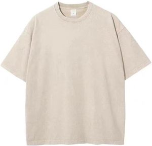 Camisetas holgadas de algodón de gran tamaño para hombre, ropa de calle informal de manga corta Vintage lavada, 100% algodón - Product Image 4