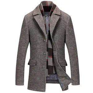 Nuovo arrivo 2024 ultimo Design primavera inverno cappotto da uomo Casual Slim Fit lungo cappotto di lana di alta qualità da uomo sostenibile