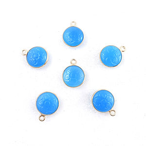 จี้แกะสลักรูปดอกคาลเซโดนีสีน้ำเงินพร้อมเทคโนโลยีฝังหนามเตย - Product Image 2