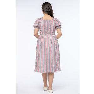 Venta al por mayor de prendas de vestir de moda cómodo vestido de niña OEM ODM de manga corta de punto con textura vestido de niña en la fabricación al por mayor - Product Image 3