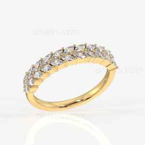 Vista 10K/14K/18K ทอง Marquise ตัดเพชรแหวนครบรอบแหวนนิรันดร์ STACKABLE เครื่องประดับที่ดีสำหรับผู้หญิง - Product Image 2