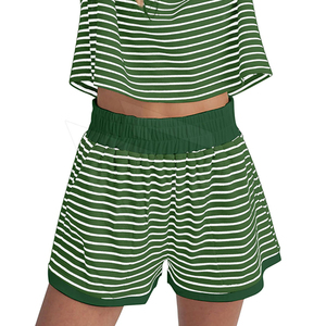 Moda 2 conjunto de dos piezas conjunto de pantalones cortos de mujer señoras algodón personalizado verano en blanco 2 uds conjunto corto para mujer Crop Top camisa pantalones cortos - Product Image 6