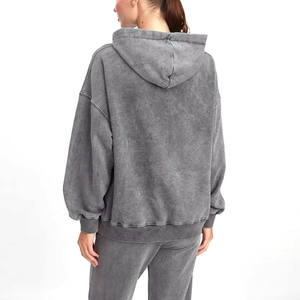 Dernier arrivage Sweat à capuche vintage pour femme 100% coton biologique avec logo personnalisé Sweat à capuche pour femme en éponge française - Product Image 2