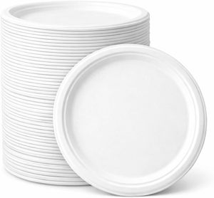 Biodegradable Sugarcane Bagasse Paper <b>Plates</b> 6-9 Inch Water Resistant <b>Disposable</b> Modern Luxury Tableware 50 Pieces/Bag Party - Product Image 1