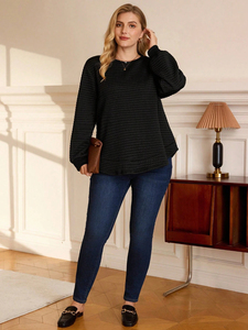 Sweat-shirt personnalisé pour femmes style perlé Sweat-shirt tricoté gaufré de couleur unie tricoté gaufré pour dames - Product Image 3