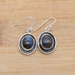 Boucles d'oreilles en argent sterling 925 avec labradorite, bijoux en pierres précieuses faits à la main, pierre naturelle, plaqué or, cadeau mignon pour femmes - Product Image 1