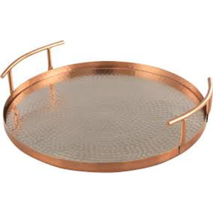 Round Shape High Grade Gold Plated Premium Quality Metal Made Elegant Look <b>Food</b> And Chocolates Serving Luxury <b>Tray</b> Kitchenware - Product Image 6