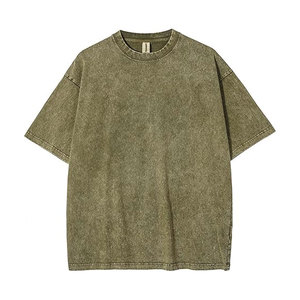Camiseta Vintage de gran tamaño con lavado ácido para hombre, ropa de calle básica de algodón, camisetas holgadas sólidas, camisetas holgadas de Hip Hop Unisex - Product Image 1