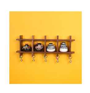 Étagère murale en bois Art Déco à 2 niveaux pour plantes, étagères murales décoratives par Z F Craft Impex - Product Image 1