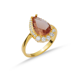 Bague ronde en forme de poire en pierre tanzanite CZ en gros bijoux en argent sterling 925 faits à la main turcs - Product Image 3