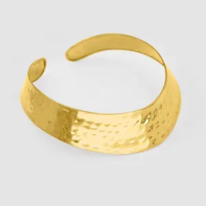 热卖黄金抛光黄铜金属饰品锤项链声明珠宝独特设计袖带项链礼品