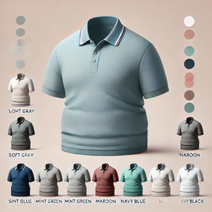 เสื้อยืดโปโลแห้งเร็วสำหรับผู้ชายแบบลำลองสำหรับผู้ชายเสื้อยืดแบบถักลายสีพื้นไม่เหมือนใครพิมพ์ลายไซส์ใหญ่พิเศษเทคนิคการถักทอแขนสั้น - Product Image 6