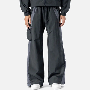 Pantalon parachute homme léger, coupe ample personnalisée, avec cordon de serrage, poches cargo en nylon, style empilé, prix de gros - Product Image 5